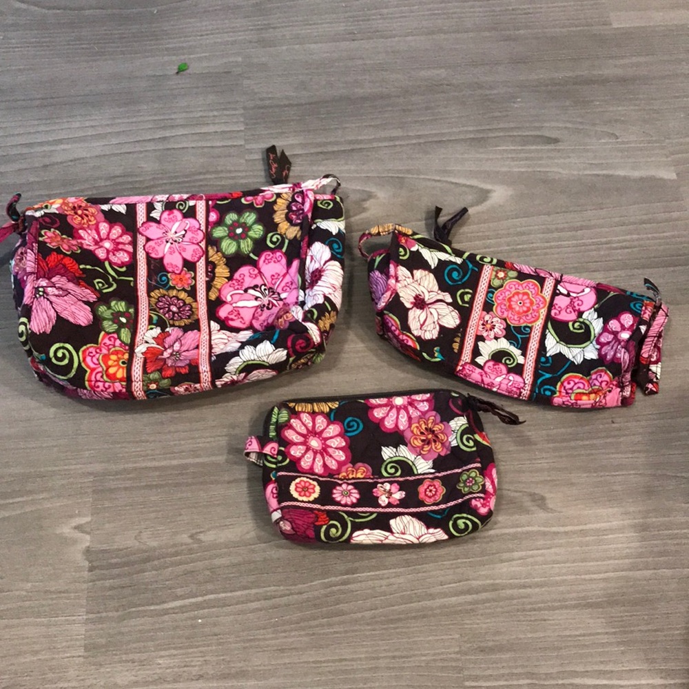 Vera Bradley Mod Floral Pink Cosmetic bag set